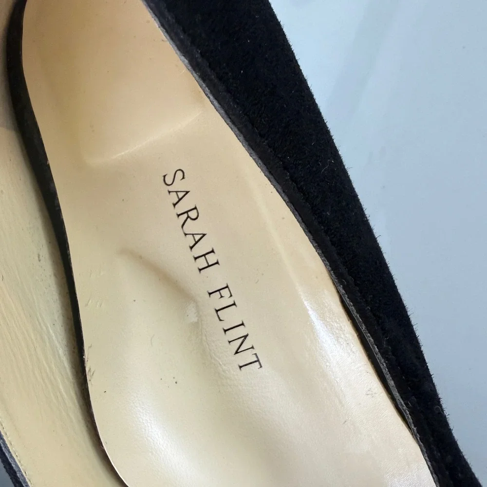 Sarah Flint Perfect Kitten Pumps Women 40 Black Suede Sculptural Heel Italy